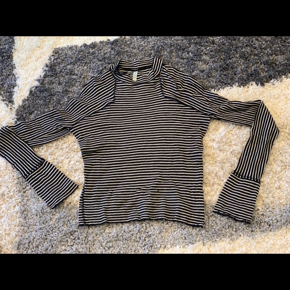 Free People ribbed bell sleeve shirt